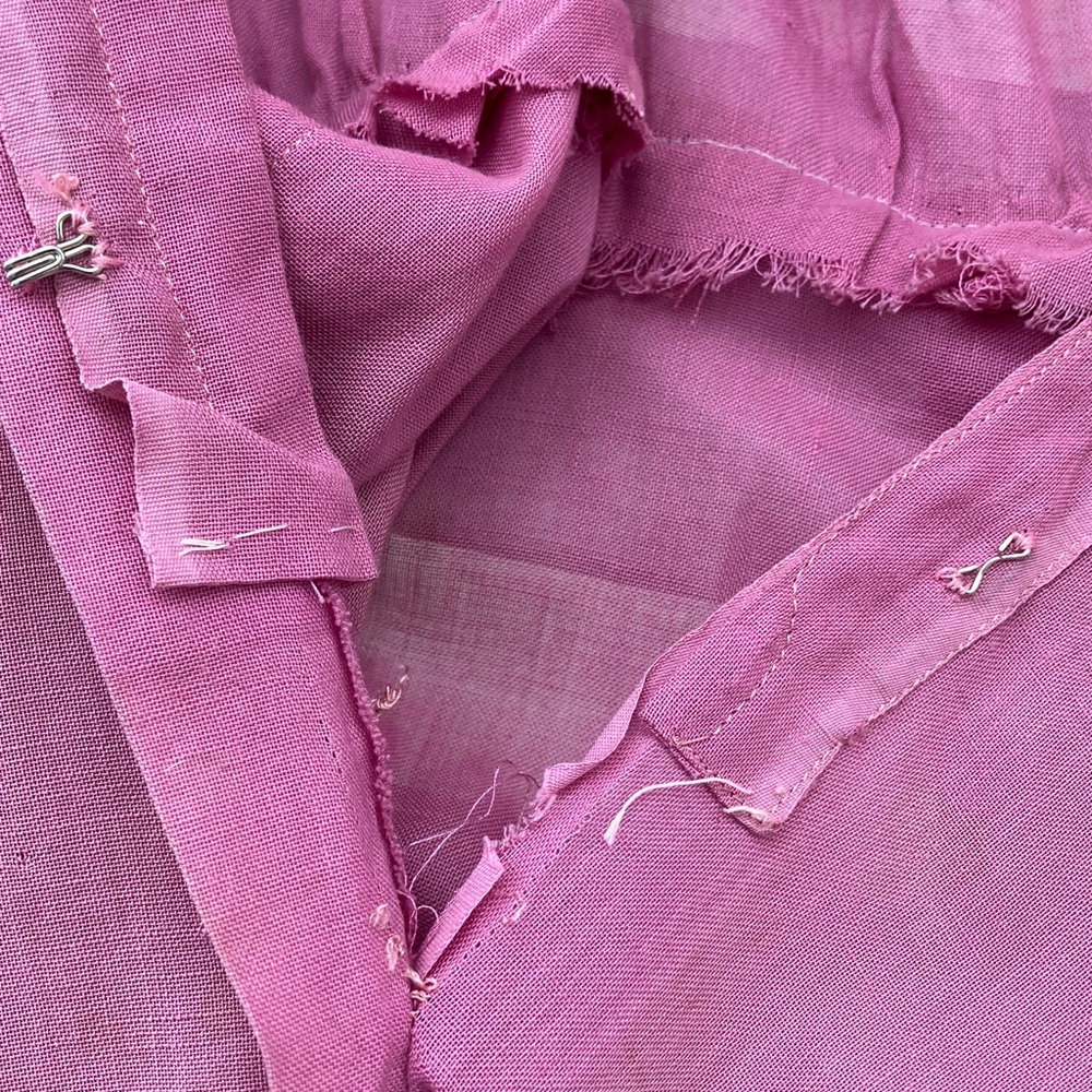Vintage Antique Edwardian Cream Lace & Mauve Pink A-Line Empire Waist Maxi Dress - Picture 12 of 12